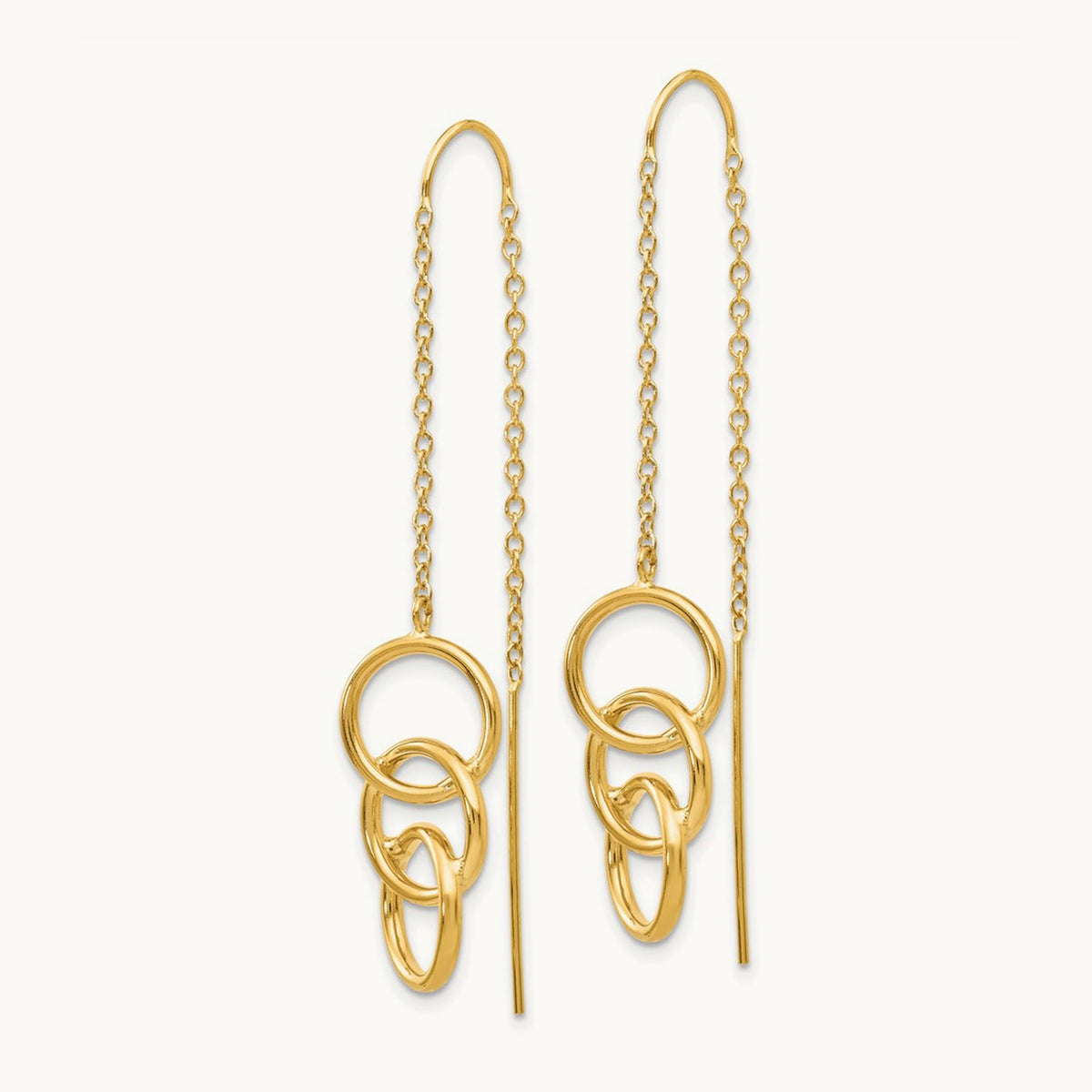 Triple Circle Threader Earrings, 14K