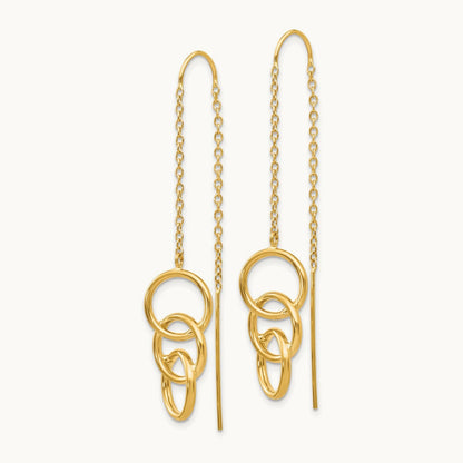 Triple Circle Threader Earrings, 14K