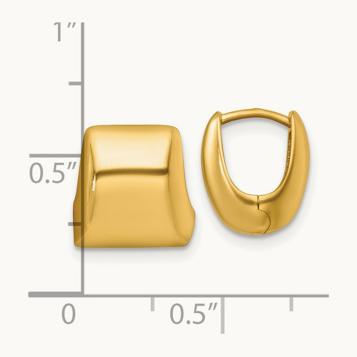 Polished Puffed Square Hoop Earrings, 14K