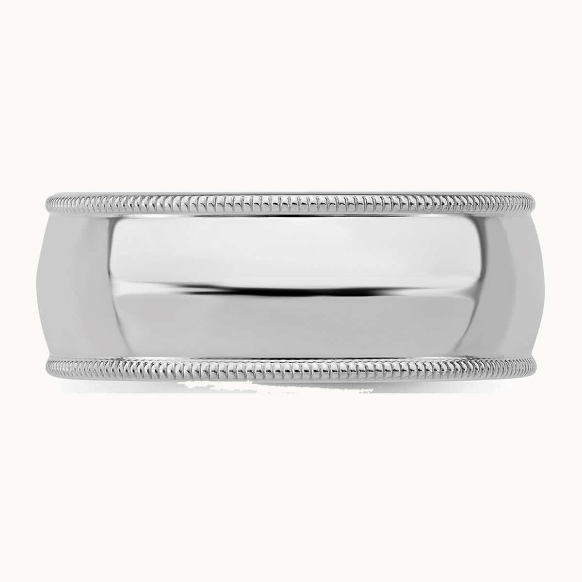 Sterling Silver Rhodium-plated 8mm Comfort Fit Milgrain Band