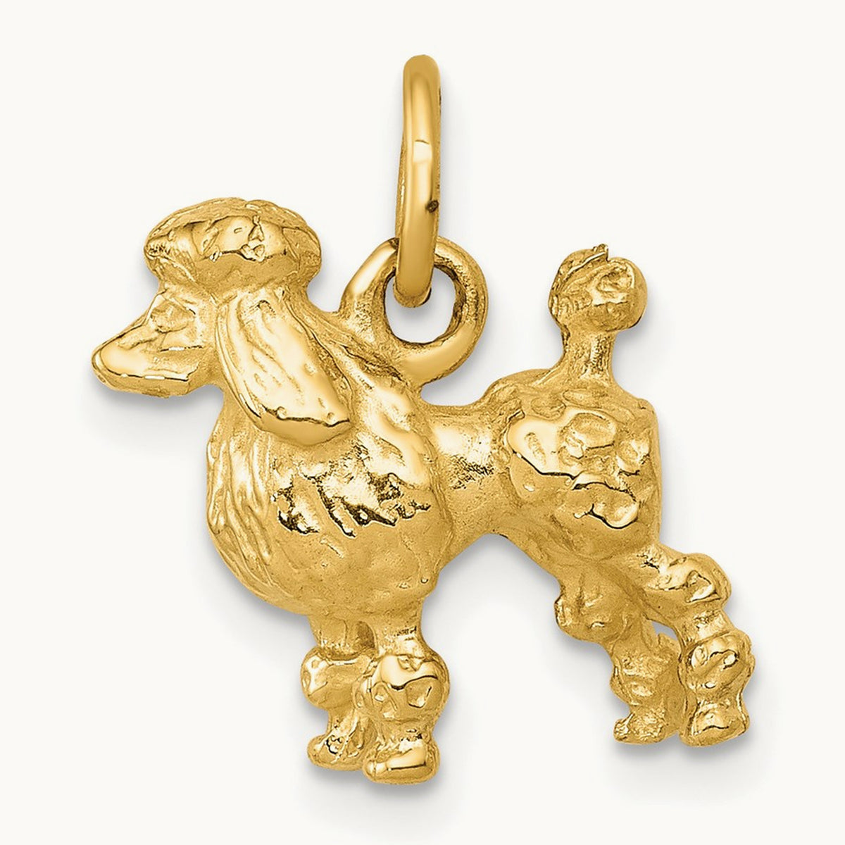 Solid 3-D Poodle Charm, 14K