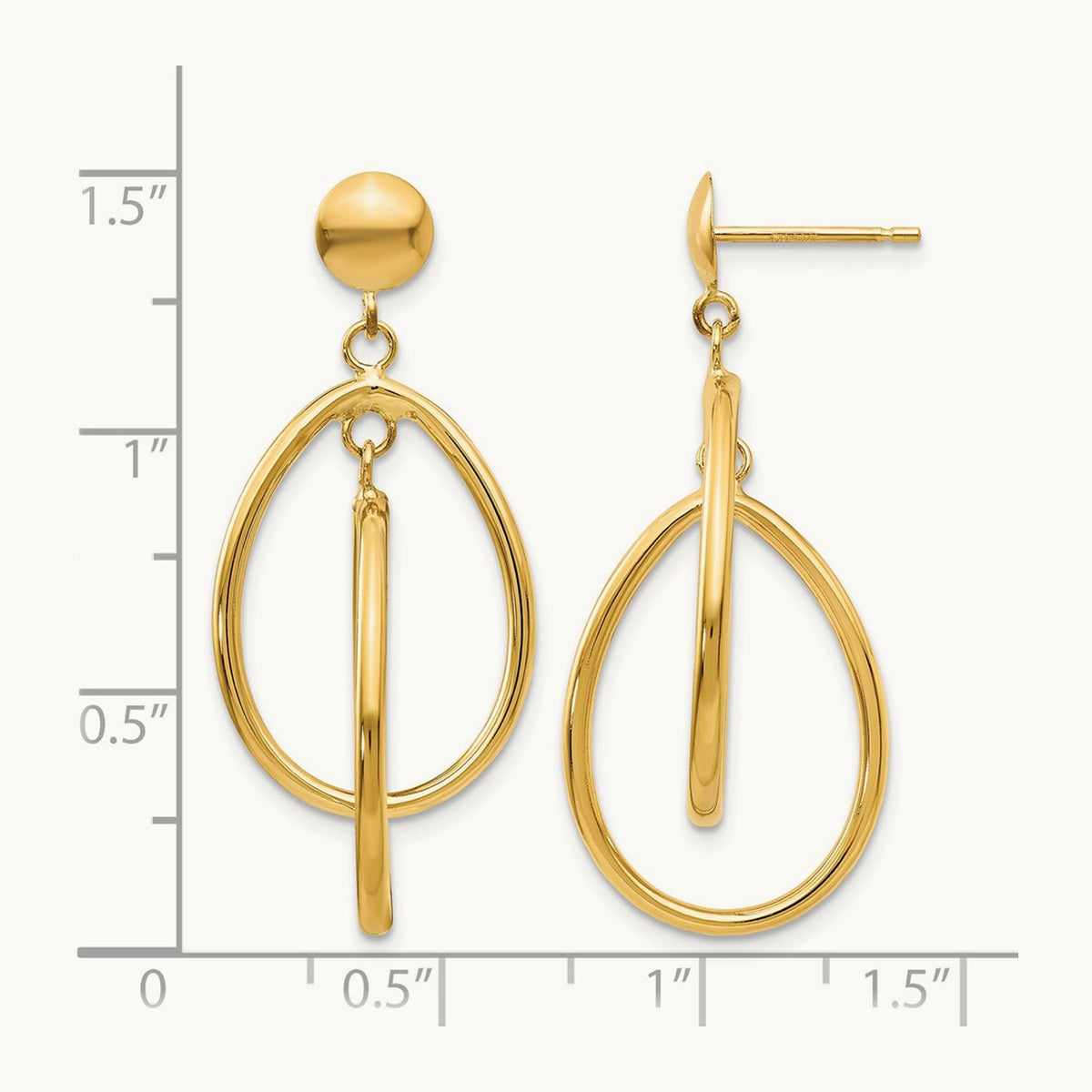 Polished Oval Dangle Earrings, 14K