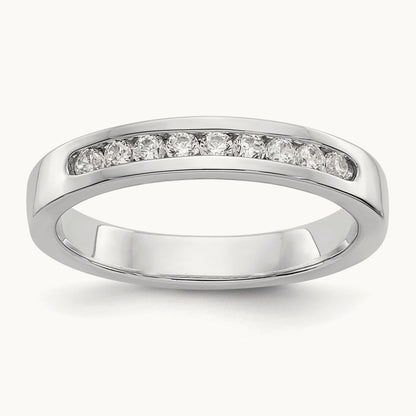 9-Stone Diamond Channel Band, 14K White Gold