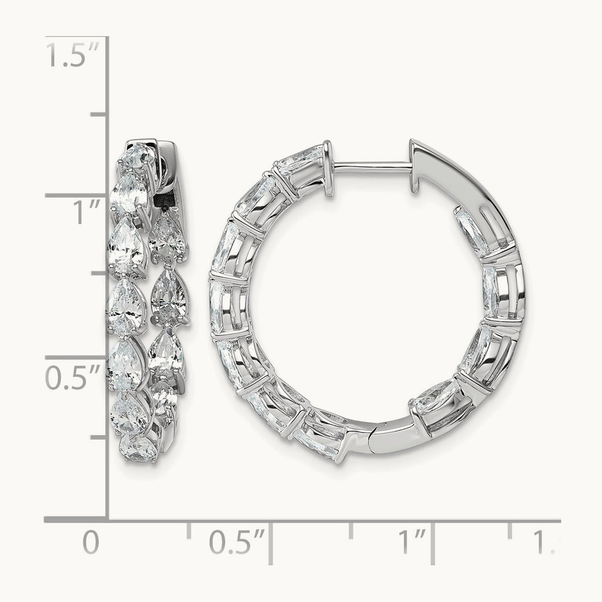 Hinged in/Out Hoop Earrings, 3.25 ct tw Lab-Grown Diamond — 14K White Gold