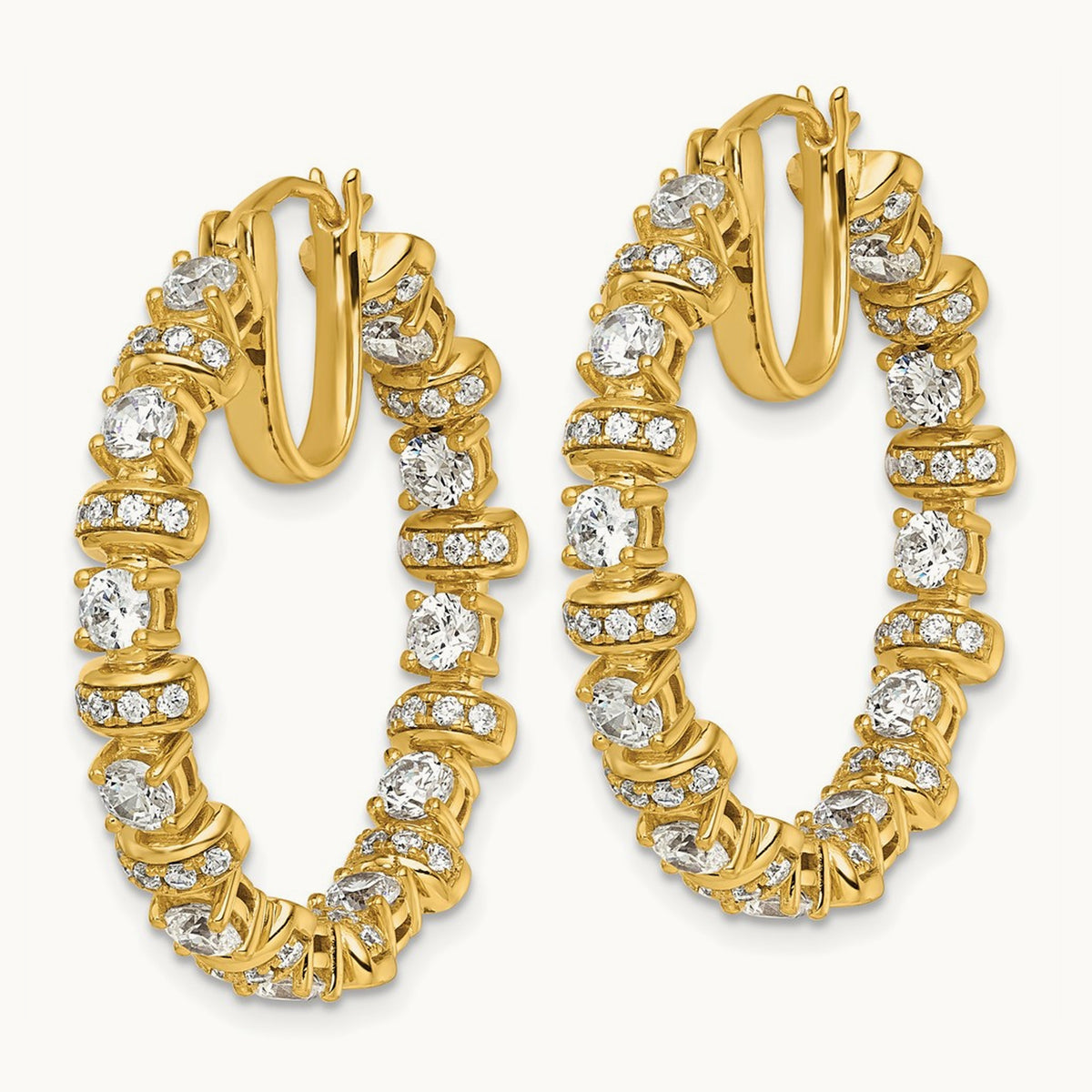 Fashion Hoop Earrings, 4.00 ct tw Lab-Grown Diamond — 14K Yellow Gold