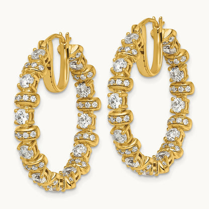 Fashion Hoop Earrings, 4.00 ct tw Lab-Grown Diamond — 14K Yellow Gold