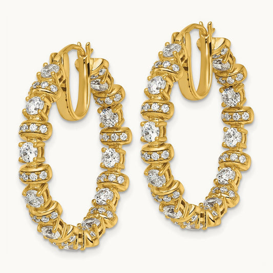 Fashion Hoop Earrings, 4.00 ct tw Lab-Grown Diamond — 14K Yellow Gold
