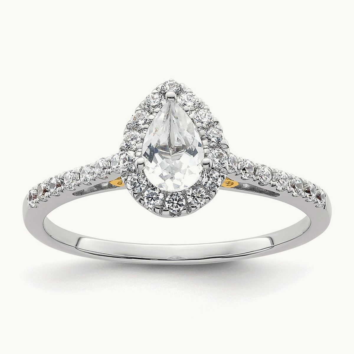 Pear Halo Semi-Mount Engagement Ring — 14K Two-Tone, 0.28 ct, 7