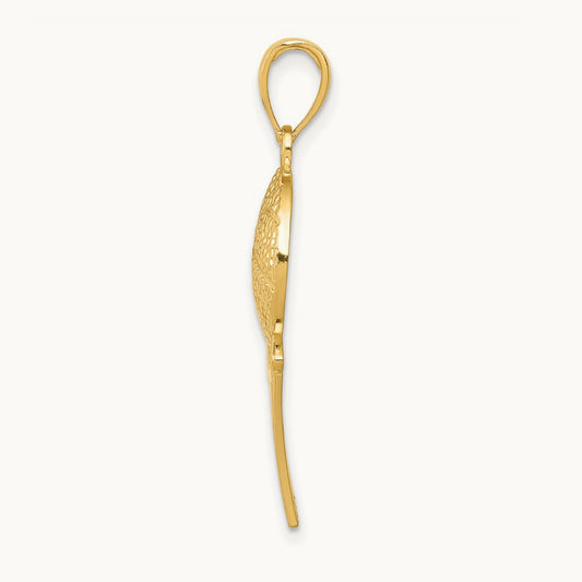 Diamond-Cut Basketball and Net Charm, 14K