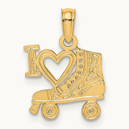 I HEART w/Roller Skate Charm, 14K