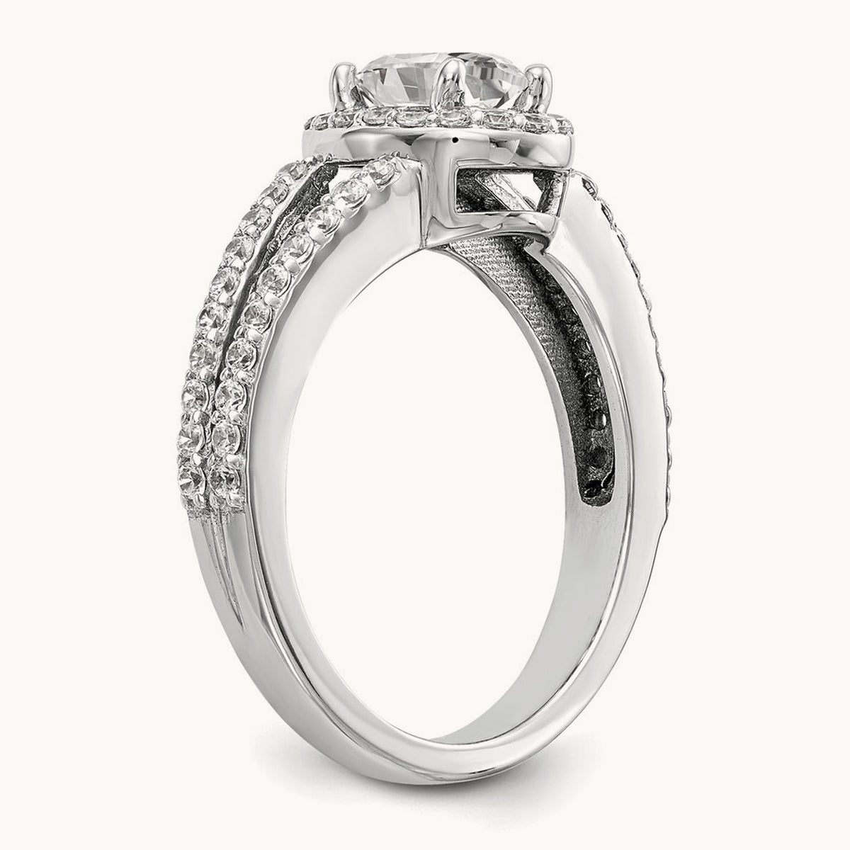 Oval Semi-Mount Halo Engagement Ring, 0.50 ct tw