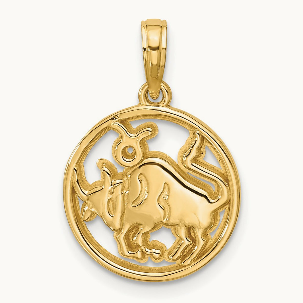 Polished Round Taurus Pendant, 14K