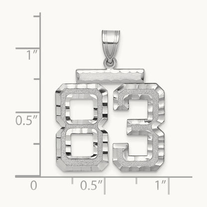 Large Brushed Diamond-cut Number 83 Charm, 14K White Gold