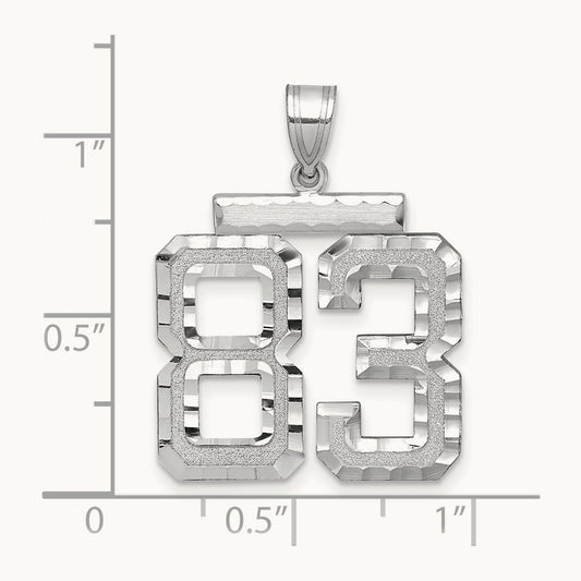 Large Brushed Diamond-cut Number 83 Charm, 14K White Gold