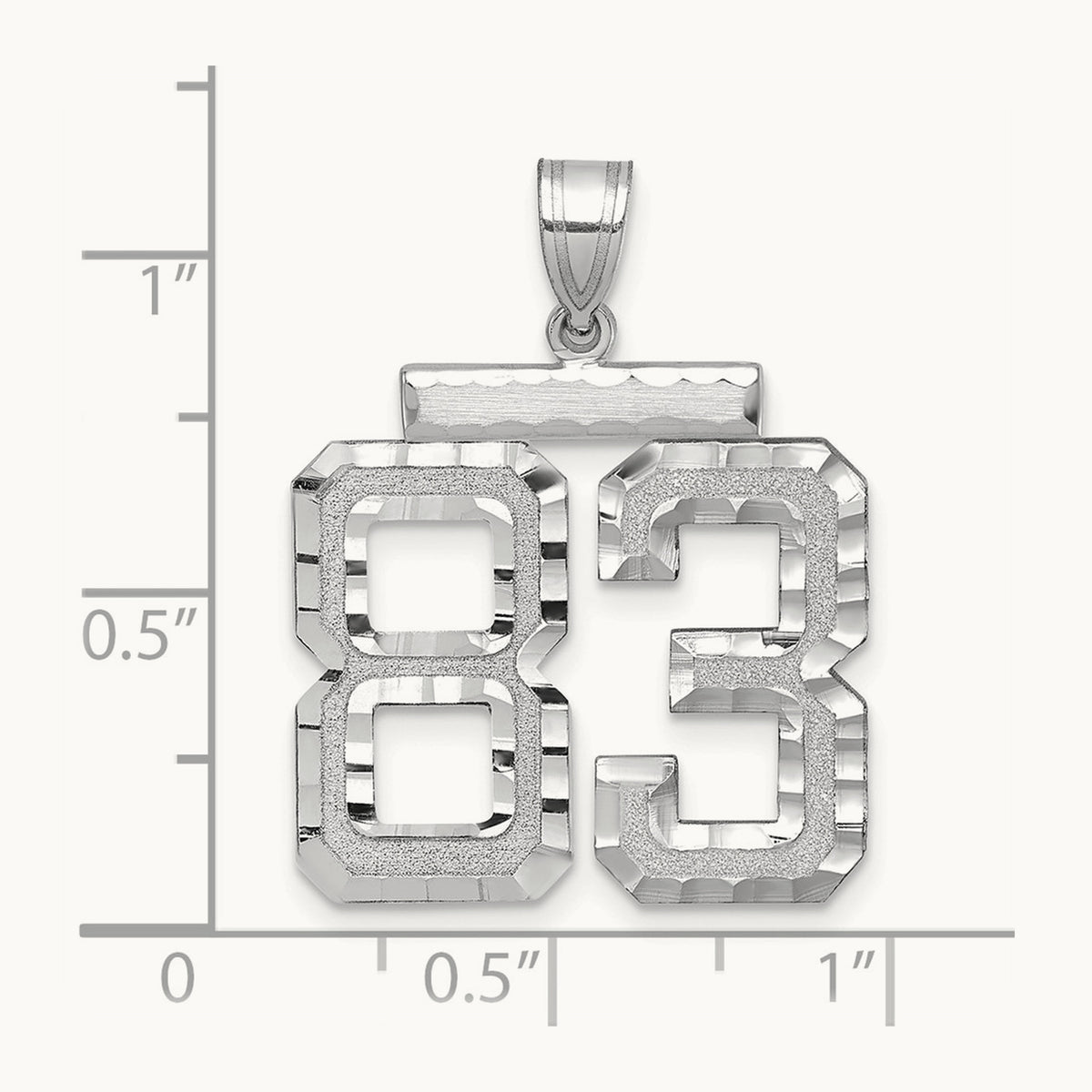 Large Brushed Diamond-cut Number 83 Charm, 14K White Gold