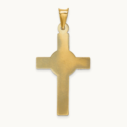 Polished Satin and D/C Crucifix Pendant, 14K