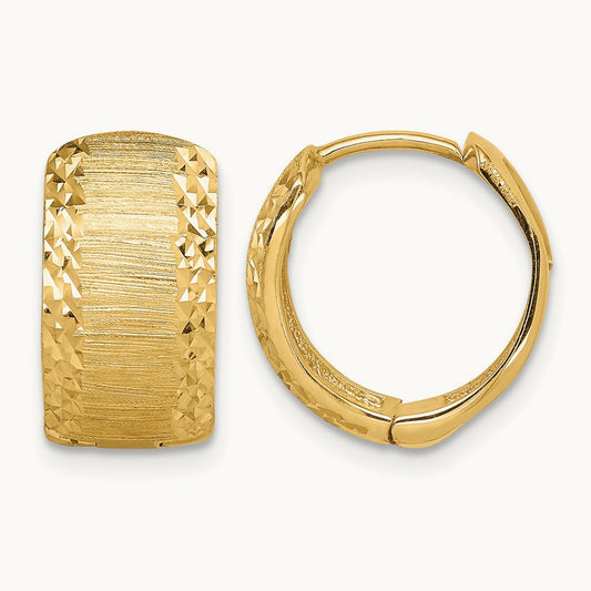 D/C and Textured Hoop Earrings, 14K