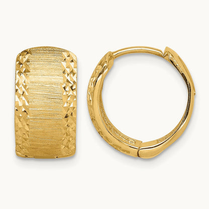 D/C and Textured Hoop Earrings, 14K