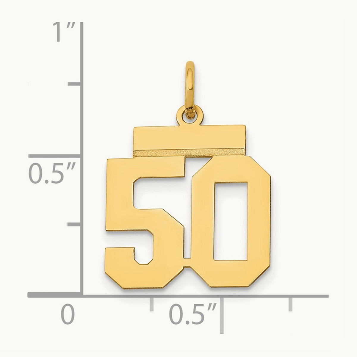 Small Polished Number 50 Charm, 14K