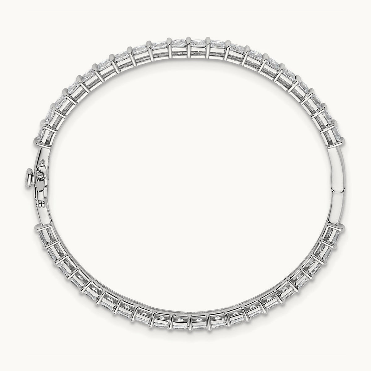 Hinged Bangle, 7.25 ct tw Lab-Grown Diamond — 14K White Gold