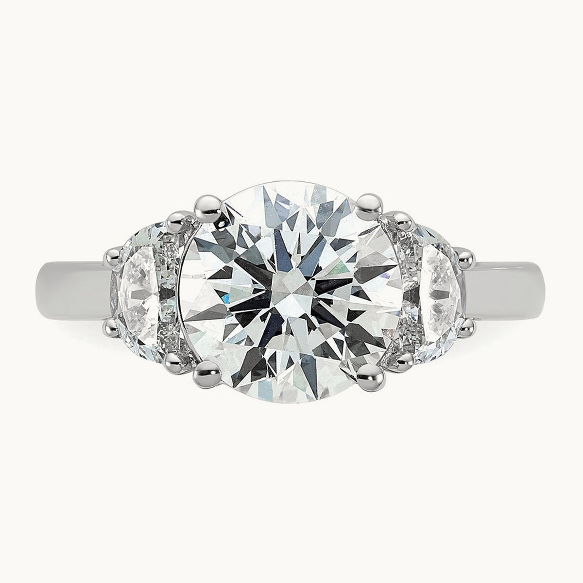 Round 3 Stone Engagement Ring, 1.25-4.00 ct tw Lab-Grown Diamond — 3 1/8 ct, 14K White Gold