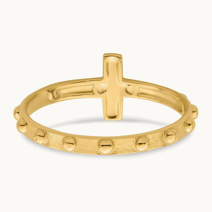 Crucifix Rosary Ring, 14K Two-tone