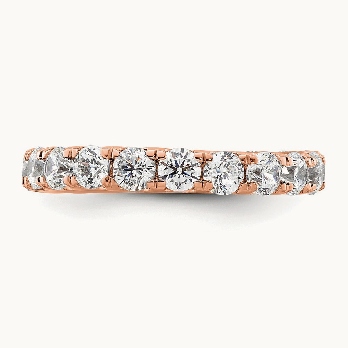 Polished U Shared Prong Diamond Eternity Band, 2.00 ct tw — 14K Rose Gold
