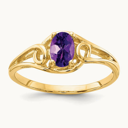6x4mm Oval Amethyst ring, 14K