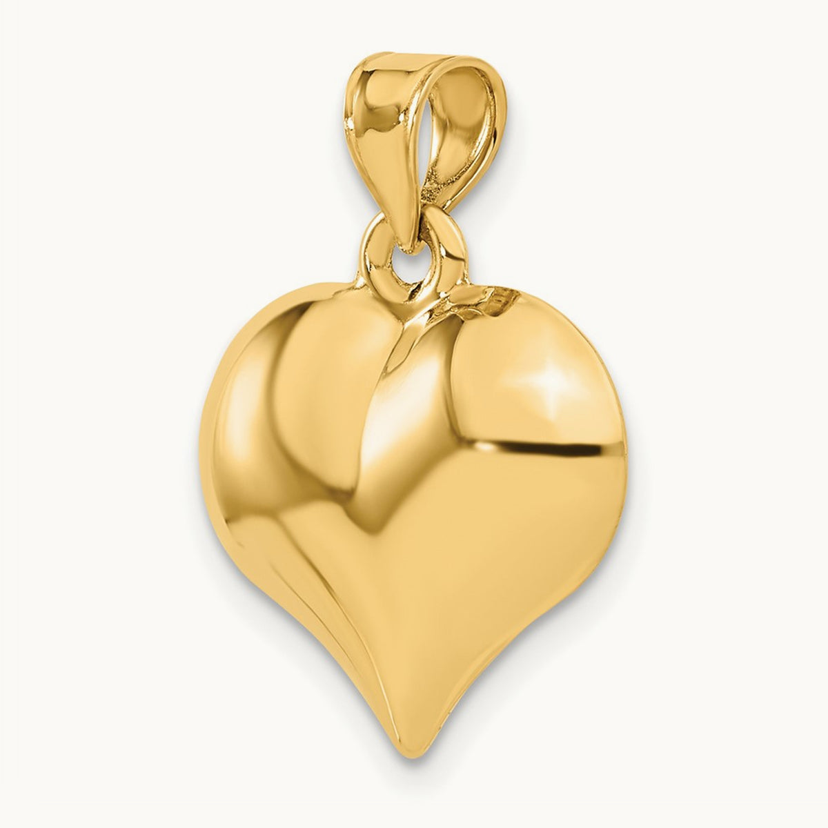 Polished 3-D Puffed Heart Pendant, 14K