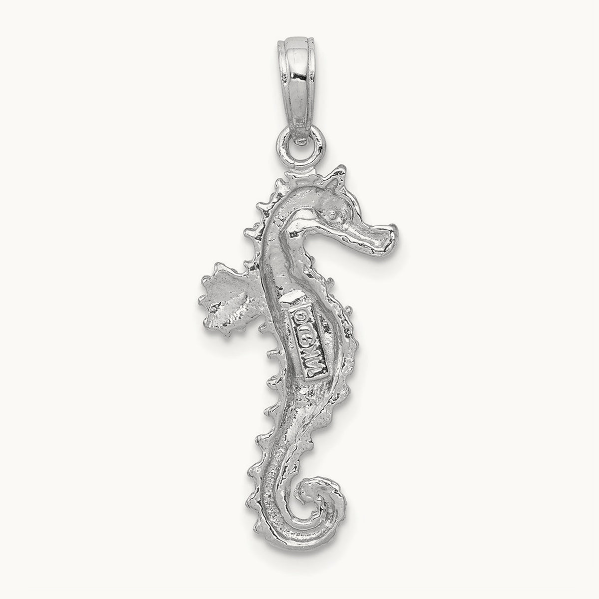 Polished Open-Backed Seahorse Pendant — 14K White Gold