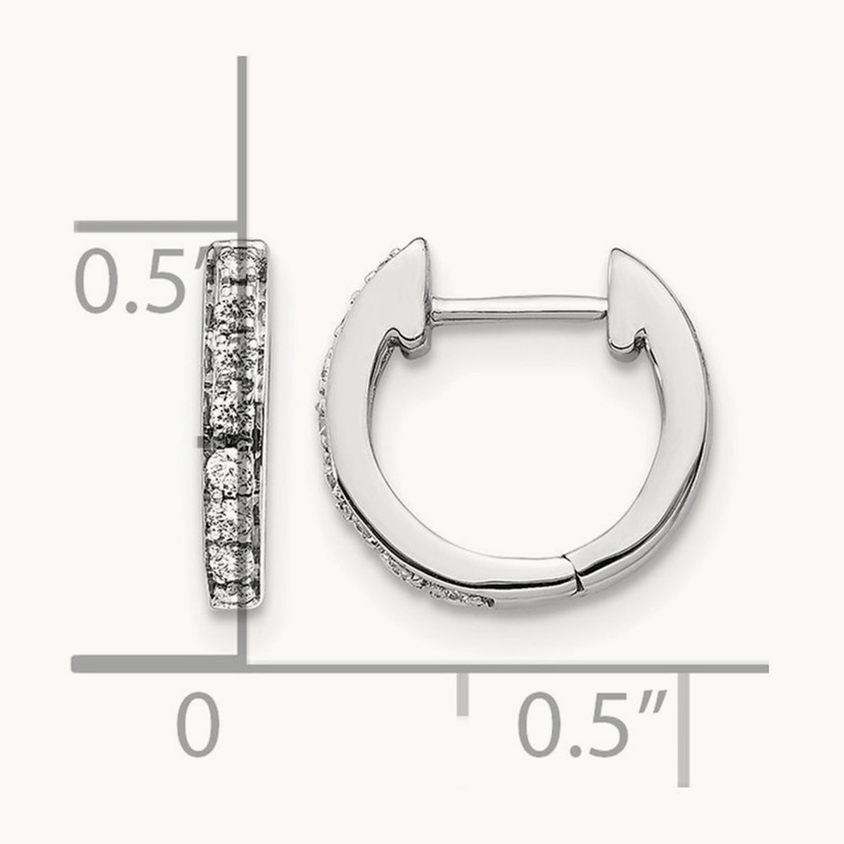 Diamond Hinged Hoop Earrings, 14K White Gold