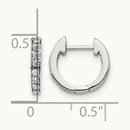 Diamond Hinged Hoop Earrings, 14K White Gold