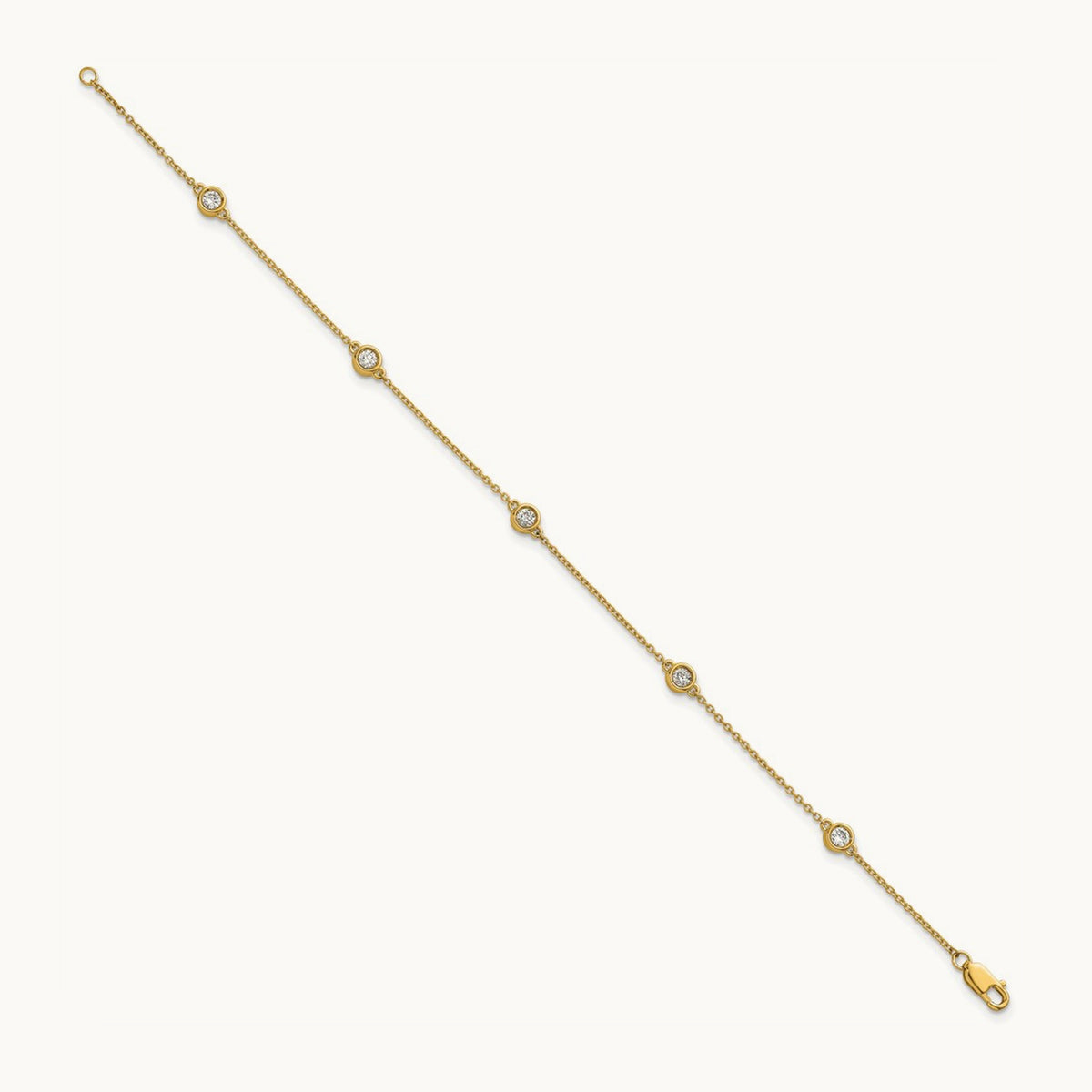 Diamond Station Cable Bracelet — 14K Yellow Gold