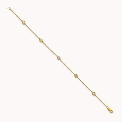 Diamond Station Cable Bracelet — 14K Yellow Gold