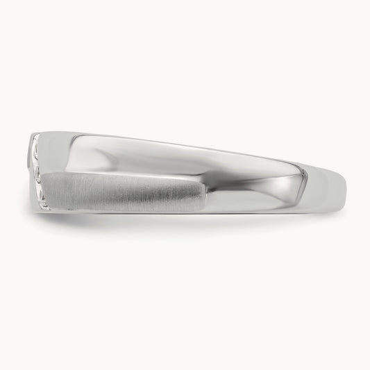 Satin and Polished Diamond Men's Band, 14K White Gold