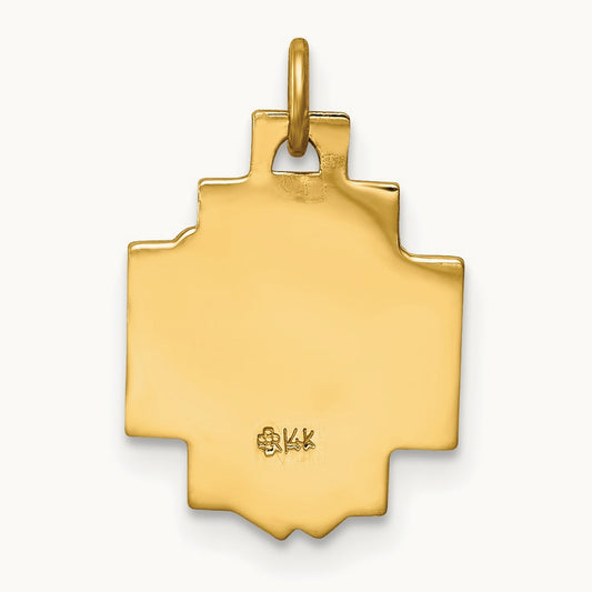Hollow Polished/Satin Small Jesus Cross Medal, 14K