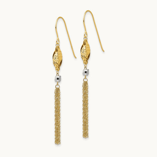 Bead and Chain Dangle Earrings — 14K Two-Tone Gold