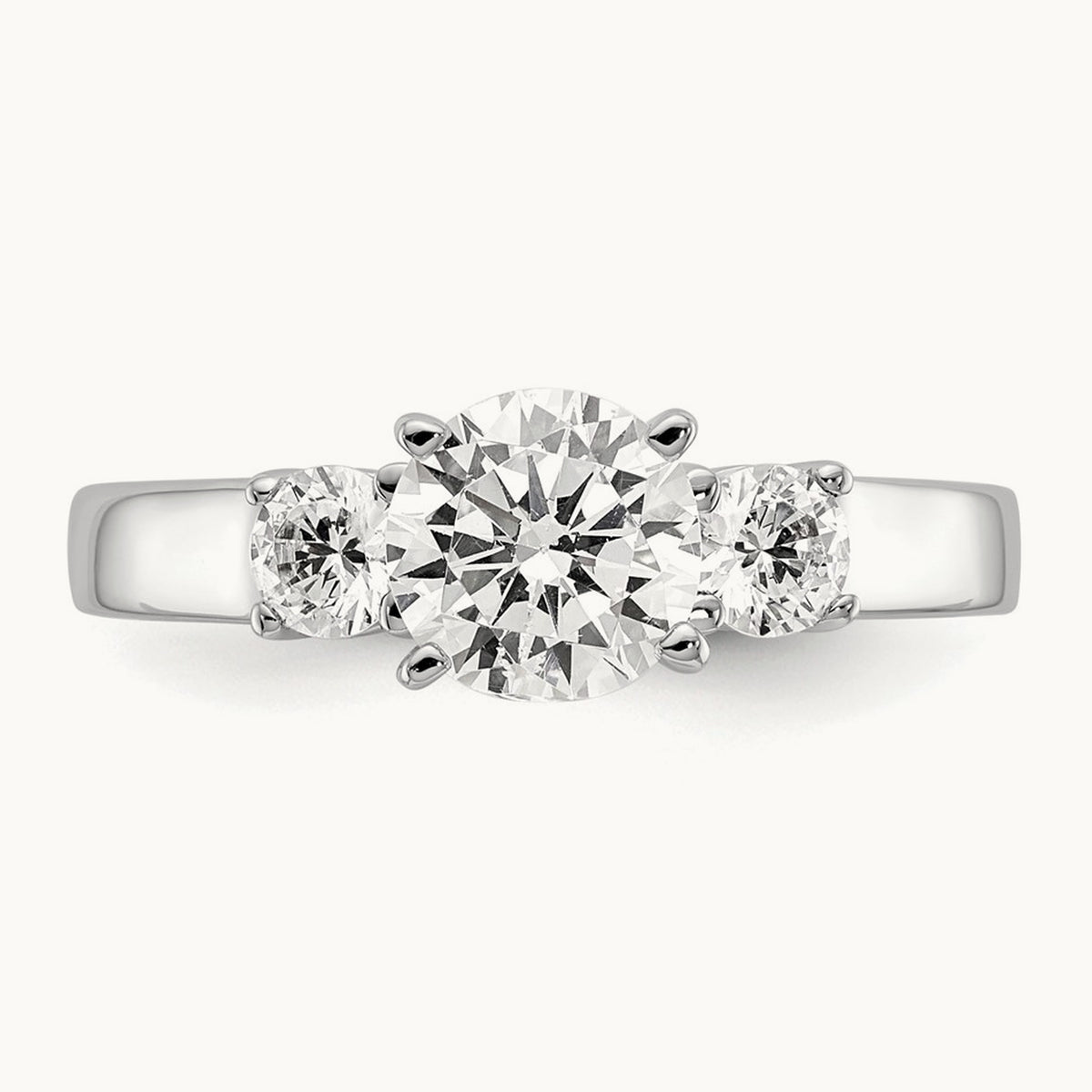 3-Stone Diamond Peg Set Semi-mount Engagement Ring, 14K White Gold