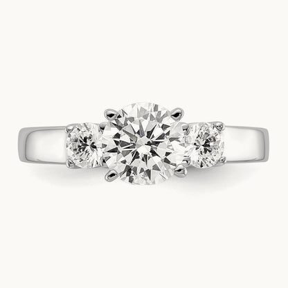 3-Stone Diamond Peg Set Semi-mount Engagement Ring, 14K White Gold