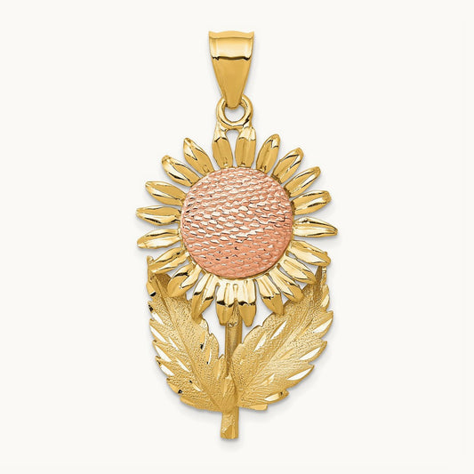Sunflower Pendant, 14K Two-tone