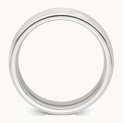 Sterling Silver 6mm Brushed Flat Grooved Beveled Edge Fancy Band