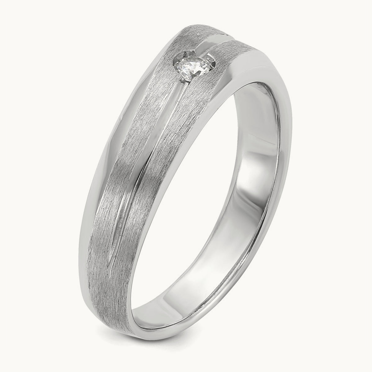 IBGoodman Men's Polished/Satin Diamond Complete Ring, 14K White Gold