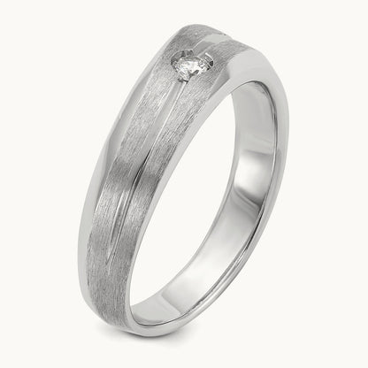 IBGoodman Men's Polished/Satin Diamond Complete Ring, 14K White Gold