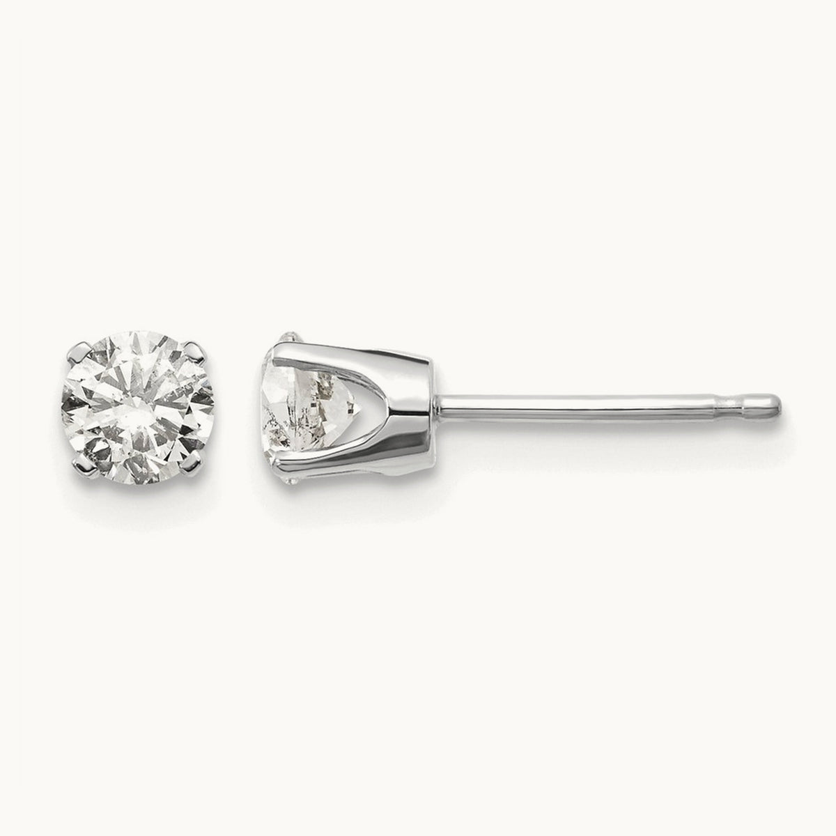 .60ct I2 K-L Diamond Stud Push-on Post Earrings, 14K White Gold