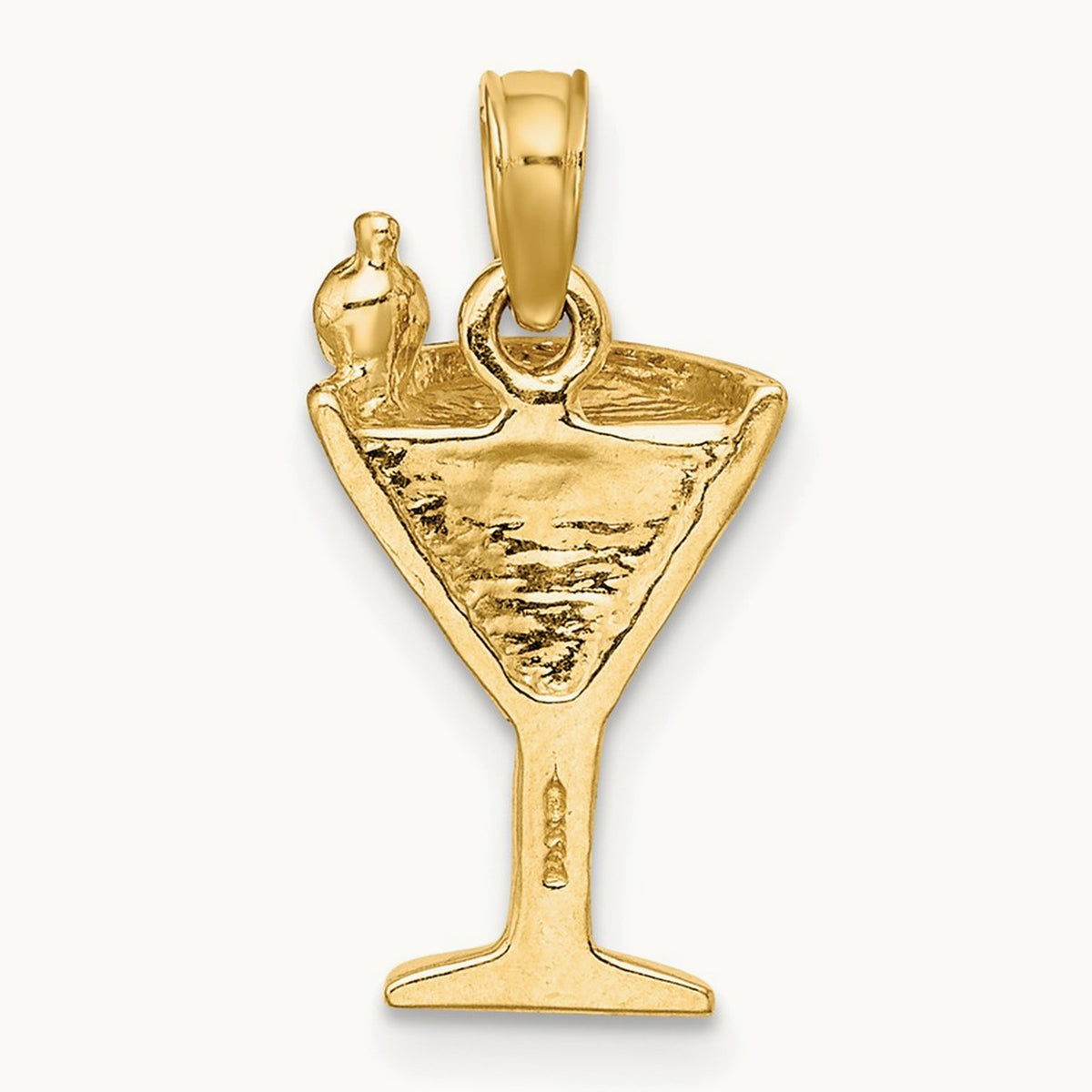 Enameled Cosmo Martini w/Olive Charm, 14K Pink