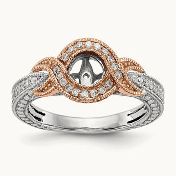 Peg Set Semi-Mount Criss-Cross Engagement Ring, 0.25 ct tw