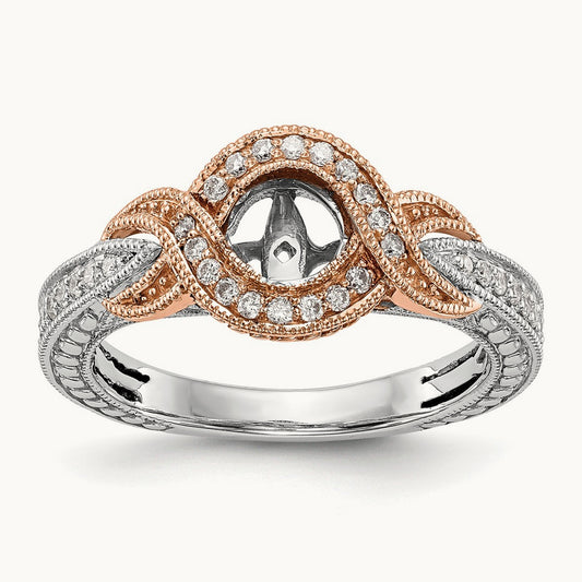 Peg Set Semi-Mount Criss-Cross Engagement Ring, 0.25 ct tw