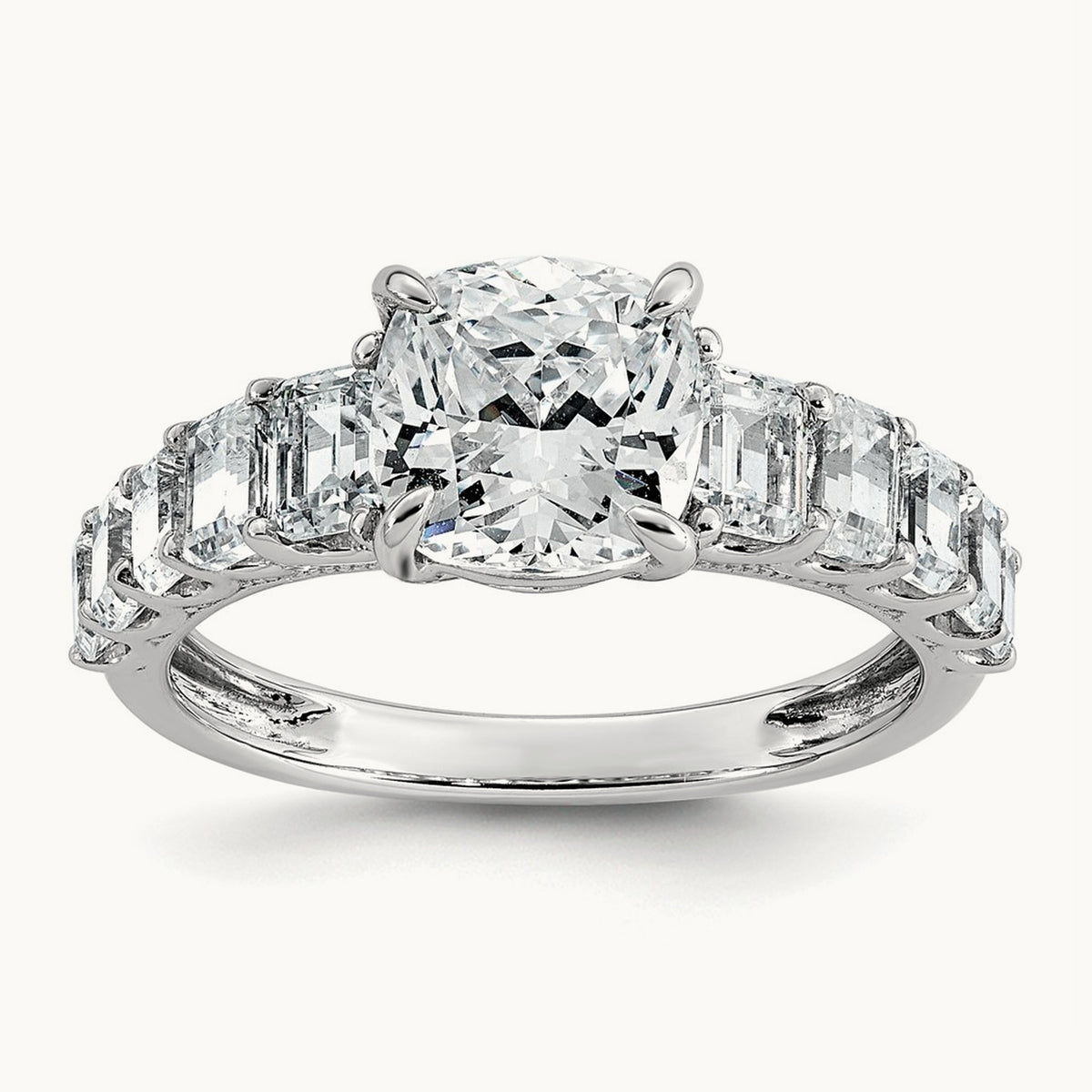 Cushion Engagement Ring, 3.25 ct tw Lab-Grown Diamond — 14K White Gold