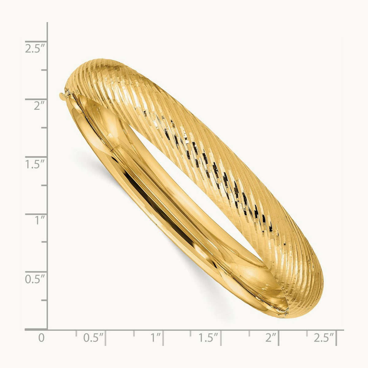 7/16 Textured Hinged Bangle, 14K