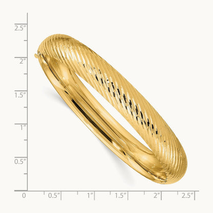 7/16 Textured Hinged Bangle, 14K
